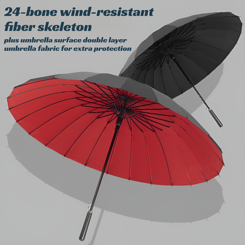Golf Umbrella Large - ร่มสองชั้นขนาดใหญ่พิเศษ 24 ก้าน ร่มด้ามยาวสำหรับผู้ชาย ร่มตรงขนาดใหญ่เสริมความแข็งแรง หนาพิเศษ