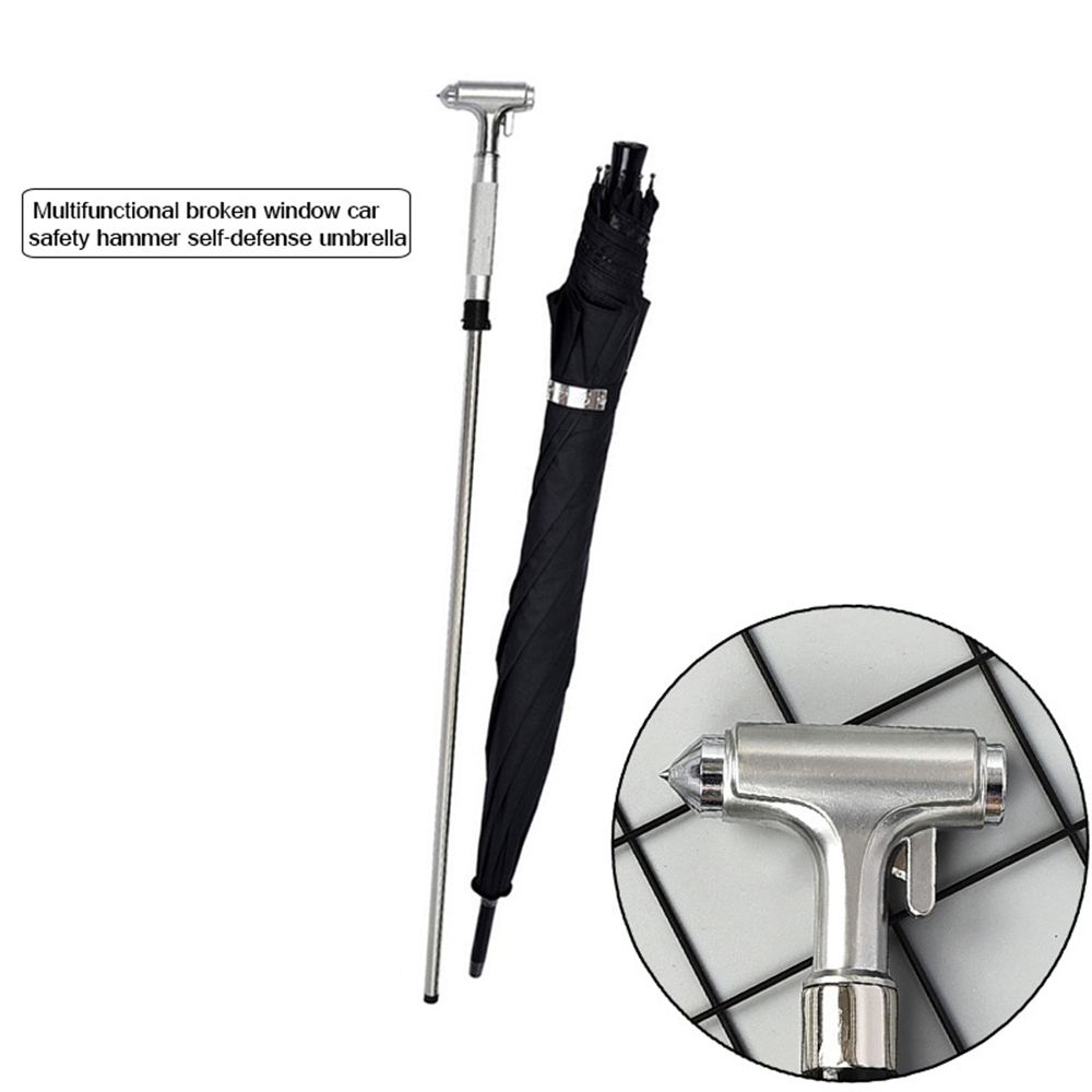Golf Umbrella Large - ค้อนทุบกระจกรถยนต์อเนกประสงค์ ไม้เท้าป้องกันตัว 2-in-1 พร้อมร่มกันลมและป้องกันรังสียูวี