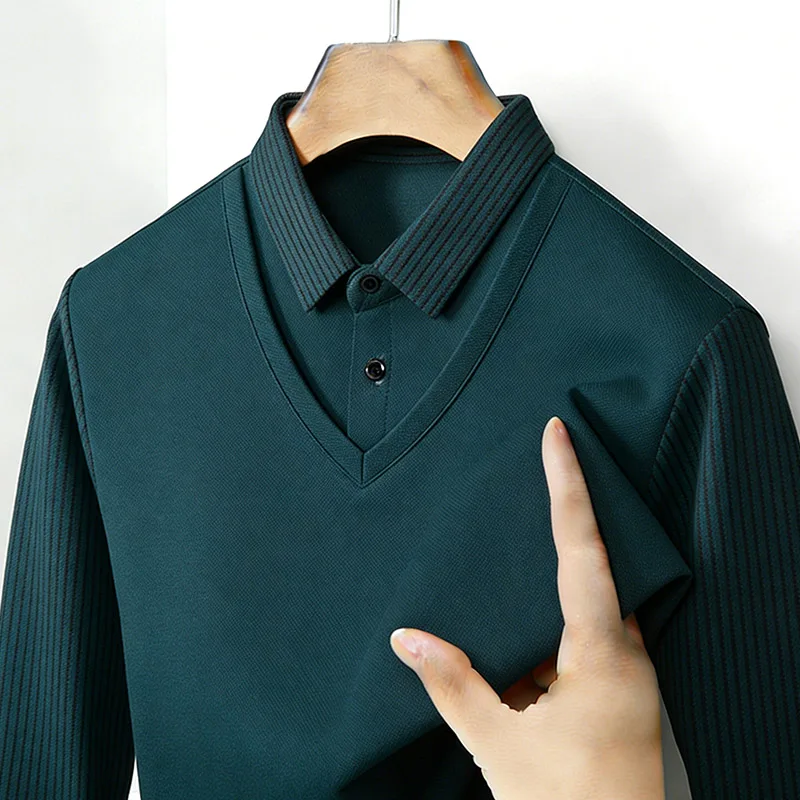 เสื้อเชิ้ตผู้ชายคอวีแขนยาวลายท - Golf Tees บทวิจารณ์และราคา