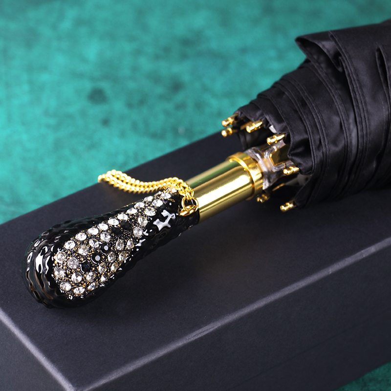 สีดำพับร่มหรูหราเจาะ Handle ร่ - Golf Umbrella Large บทวิจารณ์และราคา