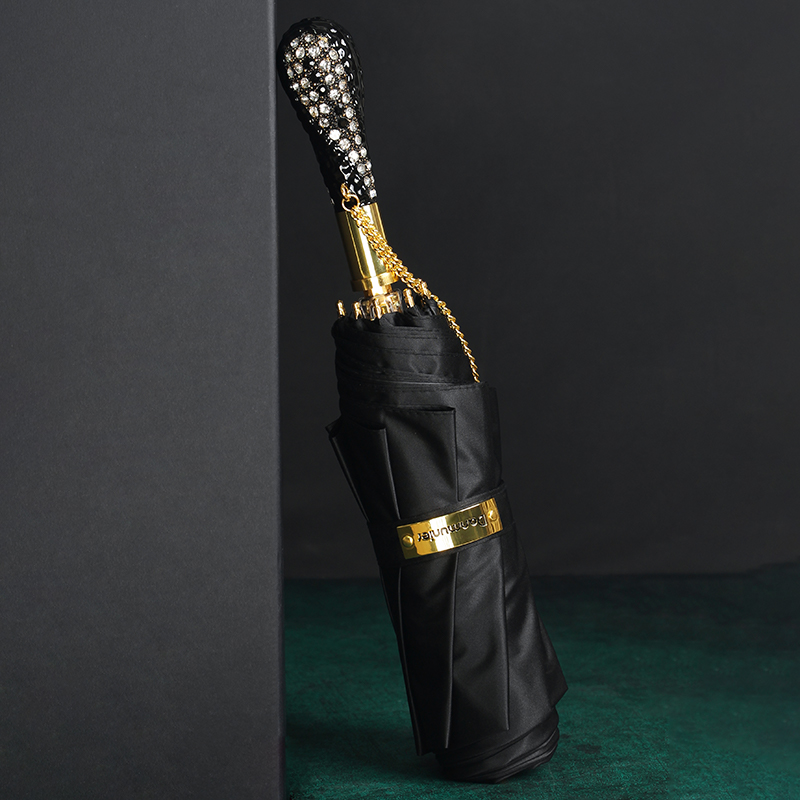 สีดำพับร่มหรูหราเจาะ Handle ร่ - Golf Umbrella Large บทวิจารณ์และราคา
