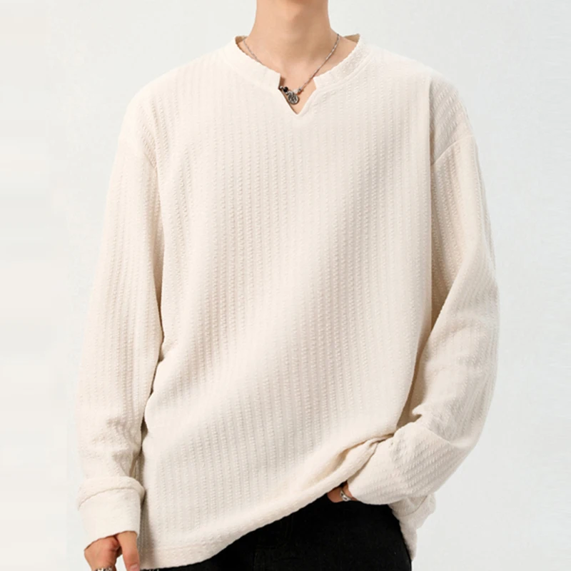 เสื้อผู้ชายคอวีแขนยาวลายทางแนว - Golf Tees บทวิจารณ์และราคา